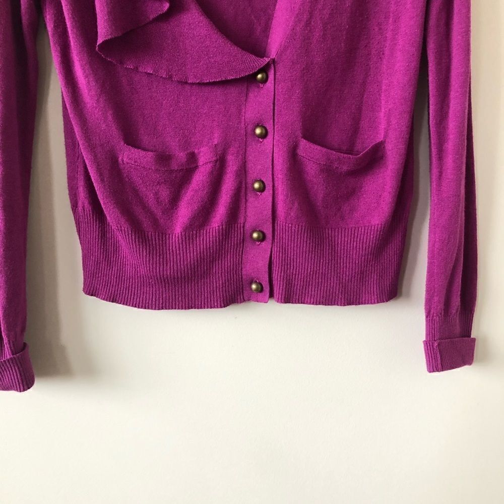 ANTHROPOLOGIE Moth One Side Ruffle Button Cardigan - Picture 6 of 8